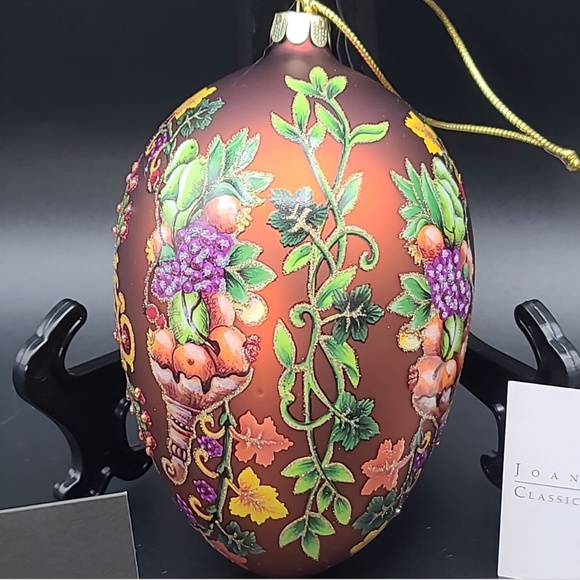 Joan Rivers Cornucopia Hand Painted Glass Egg Ornament - Picture 1 of 8